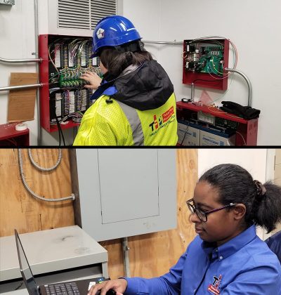 Total Fire Protection technicians testing fire alarm